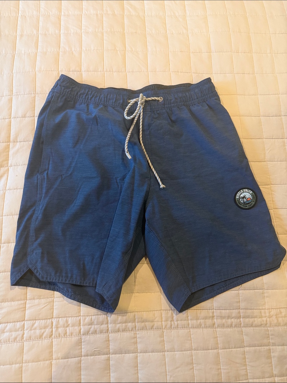 VISSLA Navy Blue Swim Trunks with Contrast Drawstring